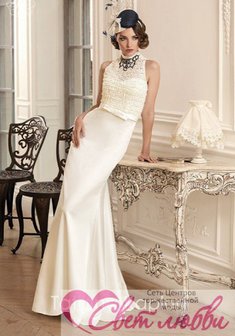Свадебное платье С56066. С прямой юбкой, длинное без шлейфа.