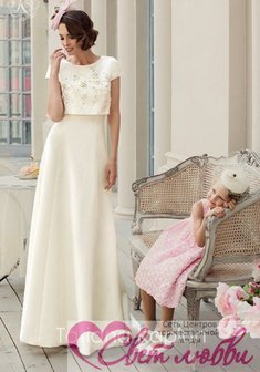 Свадебное платье С56067. С прямой юбкой, длинное без шлейфа.