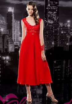 Вечернее платье С56111. А-силуэт, короткое без шлейфа.